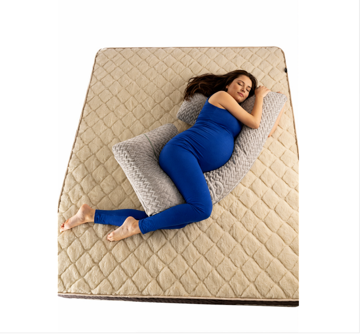 C-Shaped Pregnancy Pillow – Organic Wool Filling & Hemp Cover, Full Body Support, Hypoallergenic & Breathable