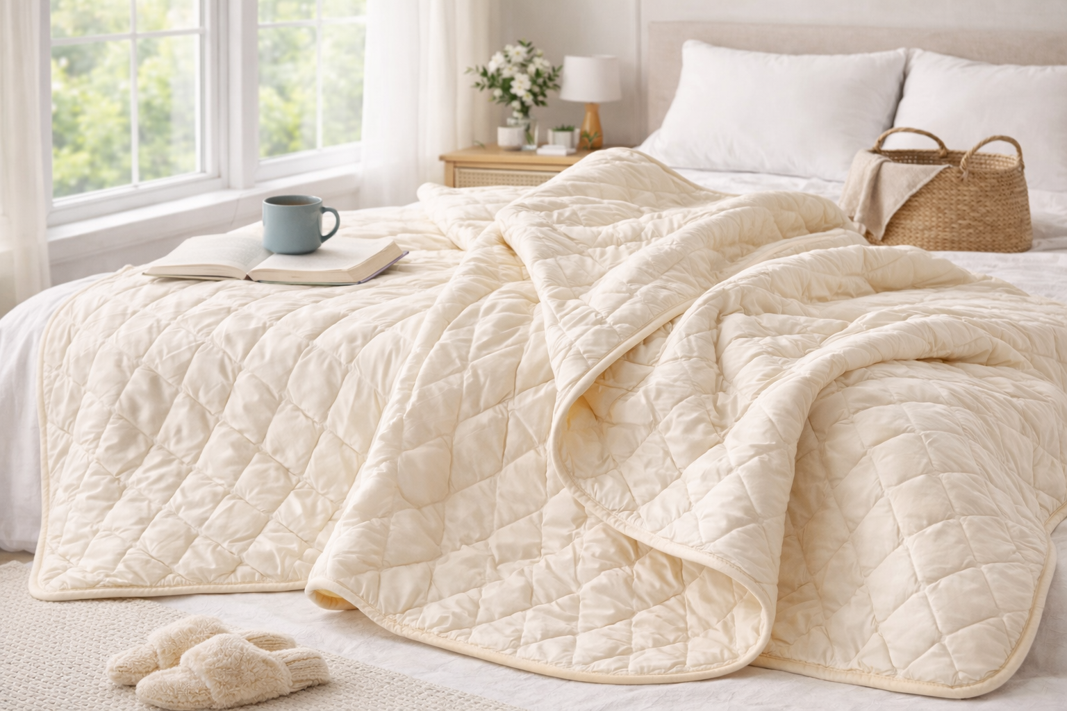 Cotton Sateen Duvet with Merino Wool Filling – Double-Sided, Lightweight & All-Season Comfort