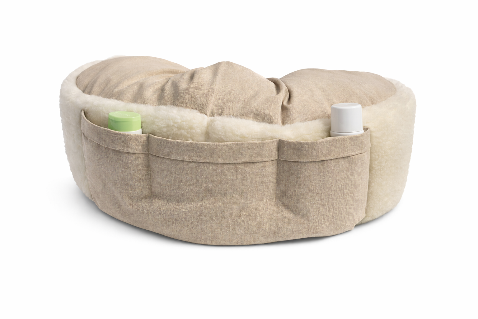 Multi-Functional Nursing Pillow – Linen & Wool, Reversible with Pockets, Natural Breastfeeding Support