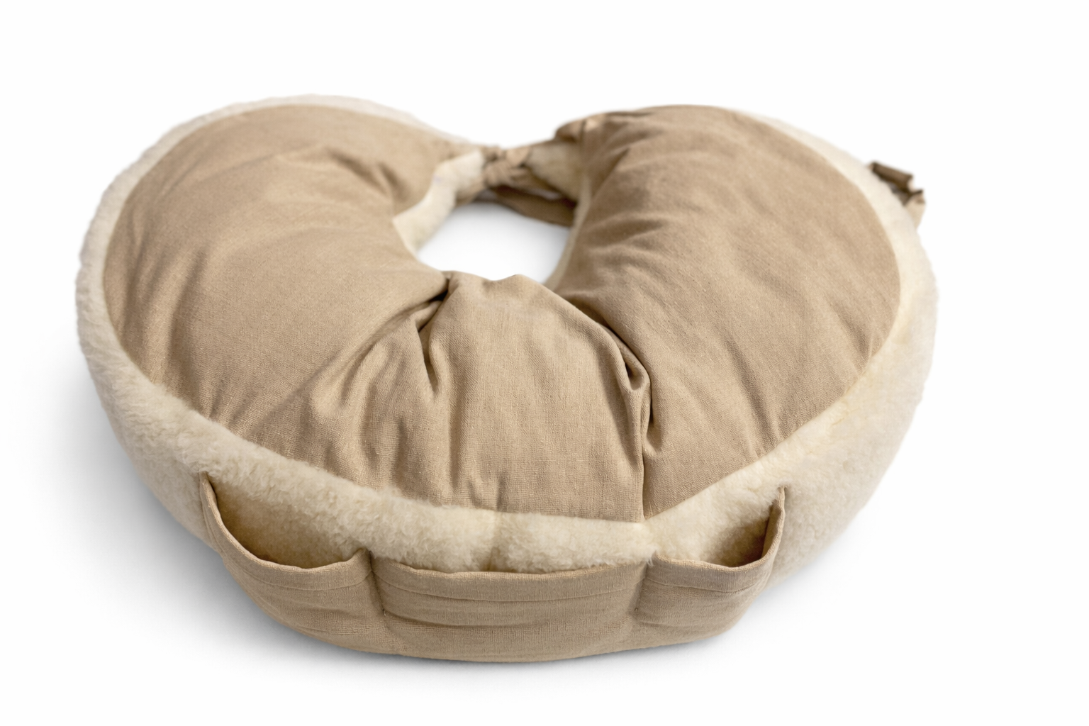 Multi-Functional Nursing Pillow – Linen & Wool, Reversible with Pockets, Natural Breastfeeding Support