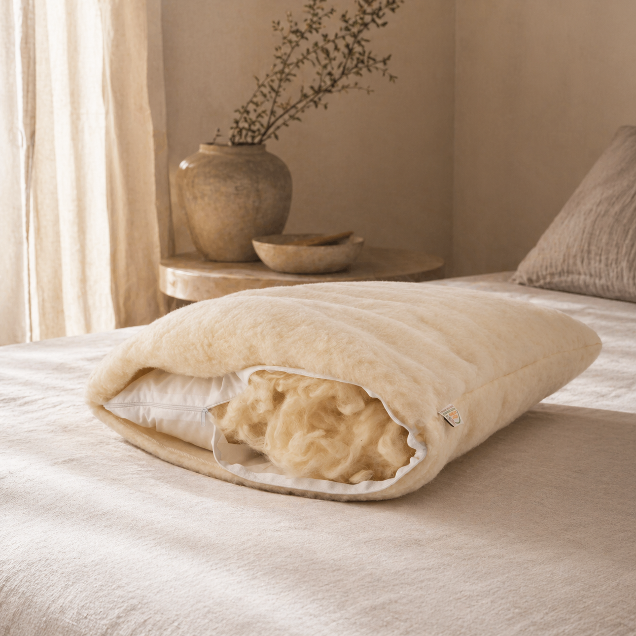 100% Organic Merino Wool Pillow – Hypoallergenic, Breathable & All-Season Comfort
