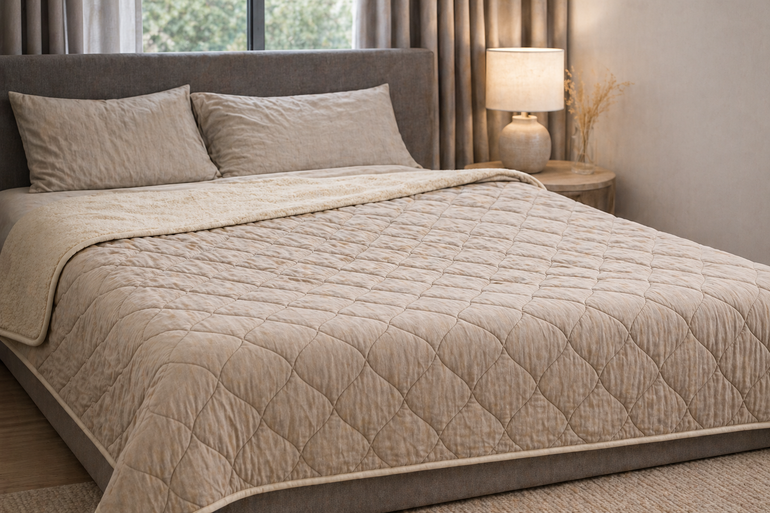 Merino Wool & Linen Blanket – Reversible, Breathable & All-Season Comfort