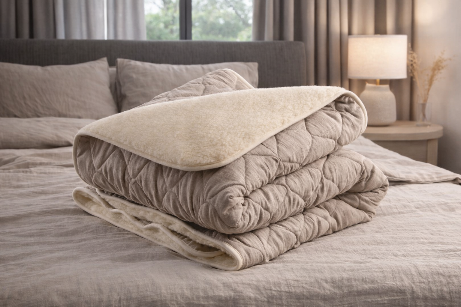 Merino Wool & Linen Blanket – Reversible, Breathable & All-Season Comfort