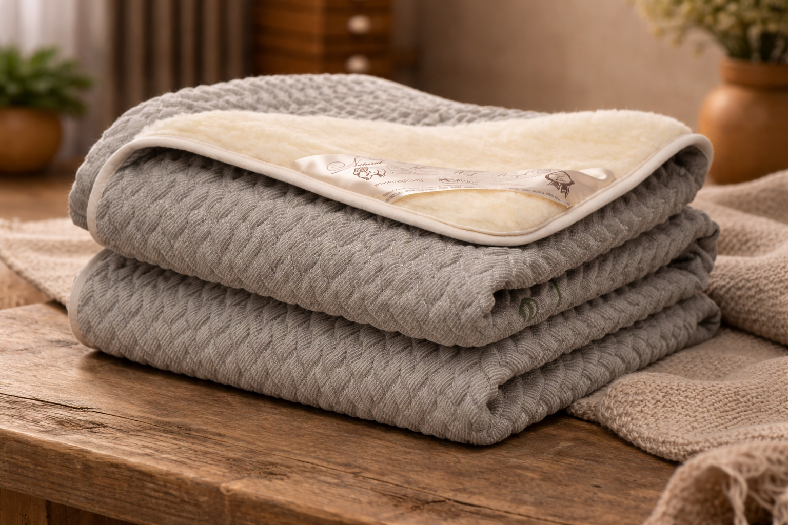 Hemp, Cotton & Merino Wool Blanket – Reversible, Breathable & All-Season Comfort