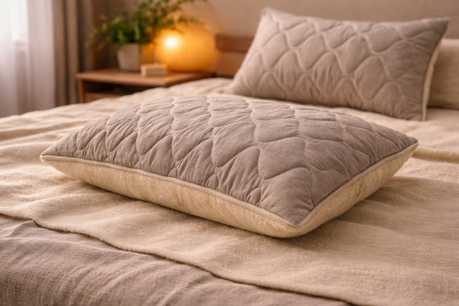 Linen & Merino Wool Pillow – Adjustable, Breathable & Hypoallergenic