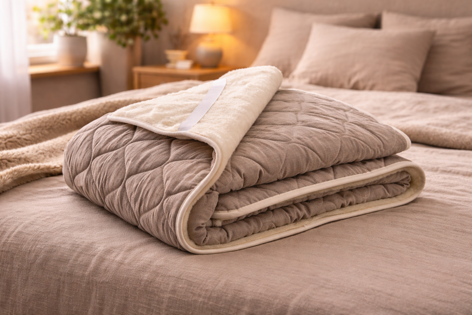 Linen & Merino Wool Mattress Topper – Reversible Natural Bed Pad, All-Season Comfort, Hypoallergenic