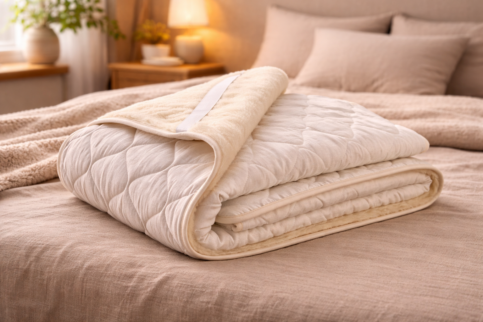 Linen & Merino Wool Mattress Topper – Reversible Natural Bed Pad, All-Season Comfort, Hypoallergenic