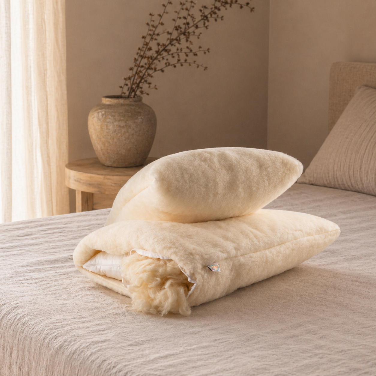 100% Organic Merino Wool Pillow – Hypoallergenic, Breathable & All-Season Comfort