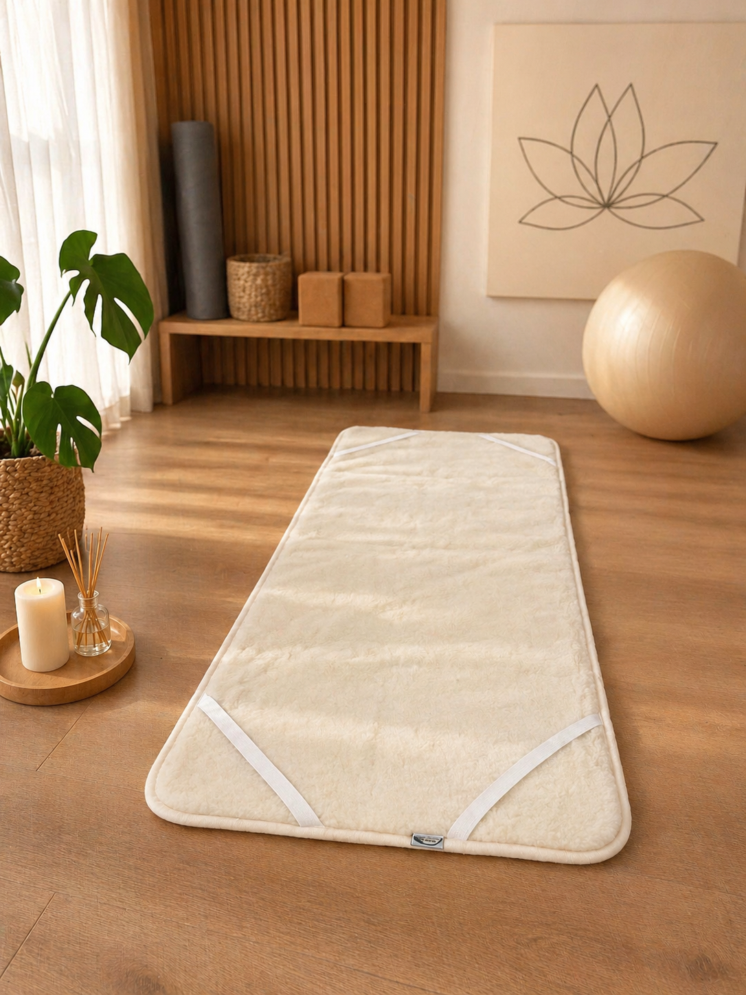 Organic Wool Yoga Mat Cover – Merino Wool & Cotton, Soft Natural Layer for Yoga & Relaxation