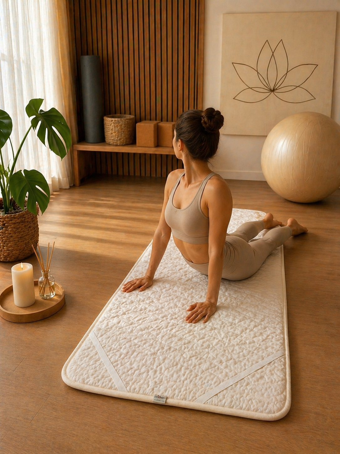 Organic Wool Yoga Mat Cover – Merino Wool & Cotton, Soft Natural Layer for Yoga & Relaxation
