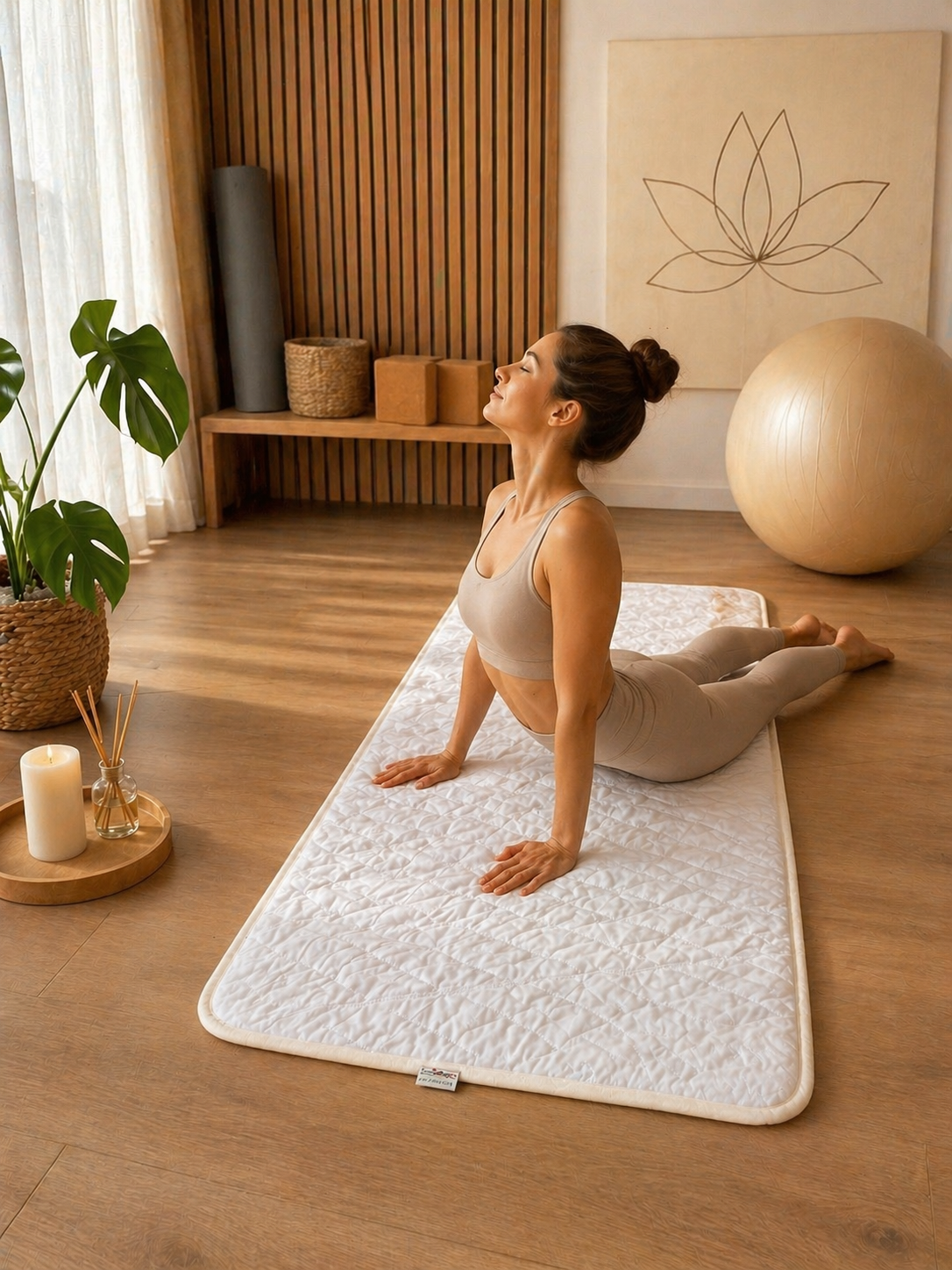 Organic Wool Yoga Mat Cover – Merino Wool & Cotton, Soft Natural Layer for Yoga & Relaxation
