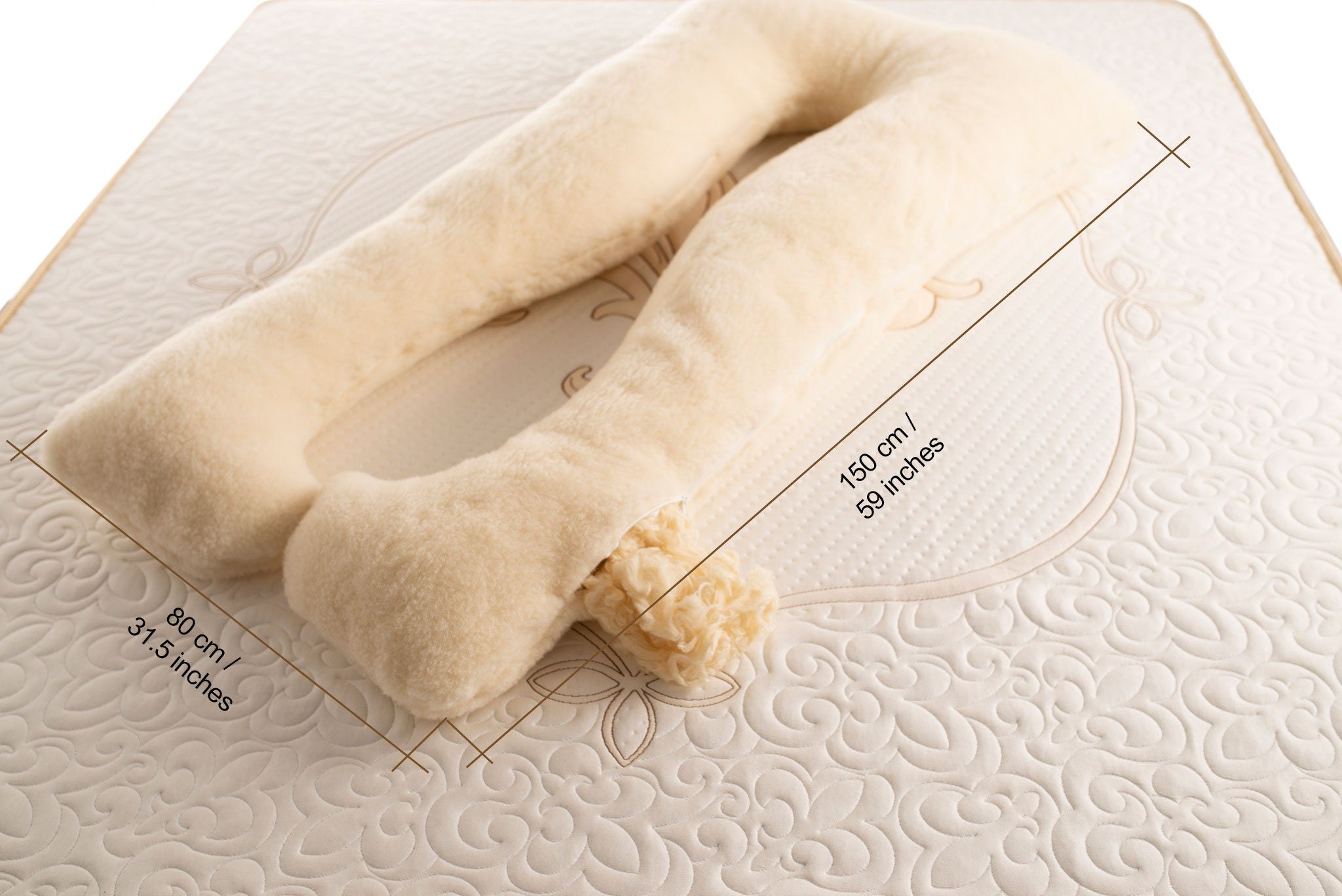 U-Shaped Pregnancy Pillow – Organic Wool Filling, Dual-Sided Covers, Full Body Support & All-Season Comfort