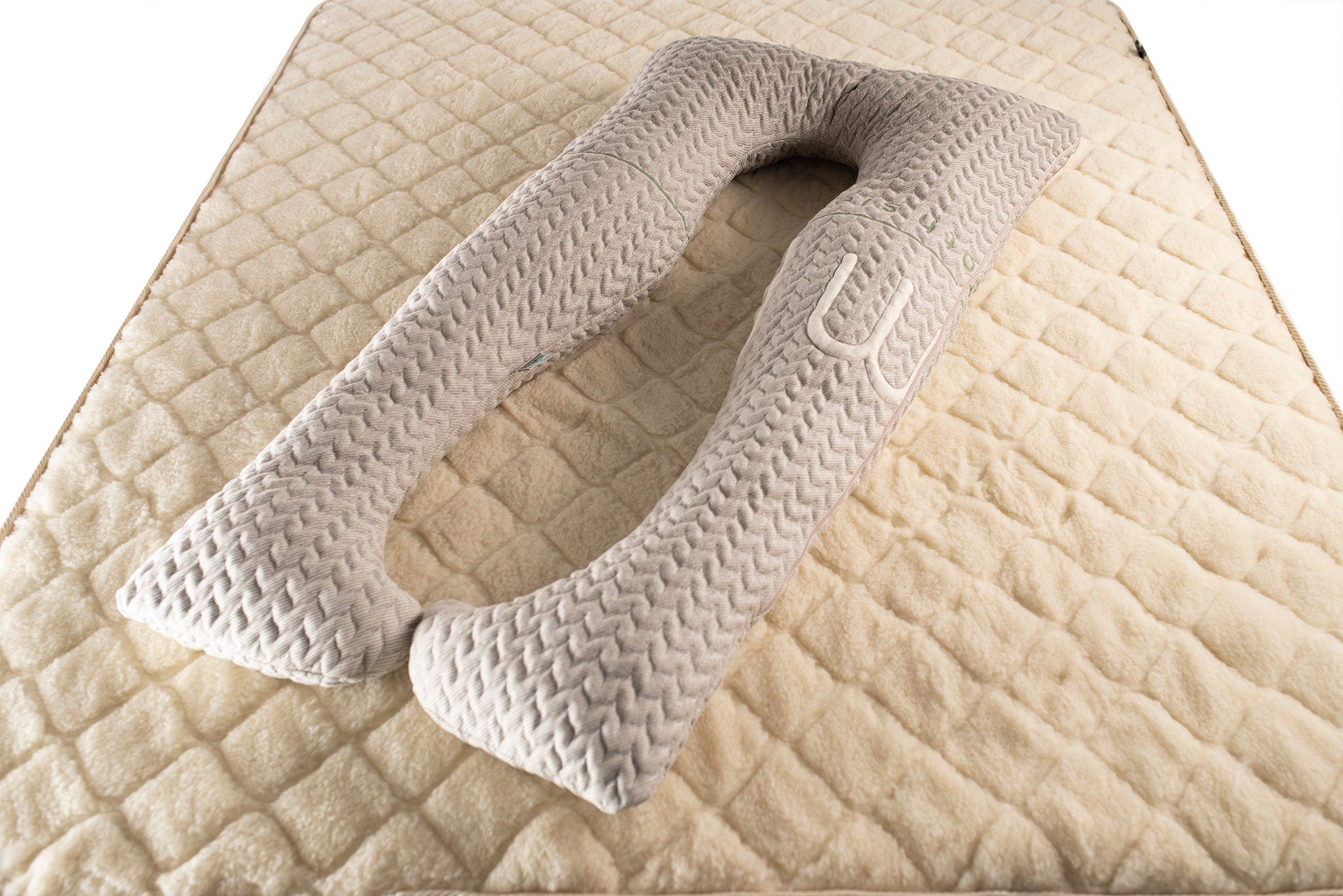 Organic Wool Pregnancy Pillow – U-Shaped Full Body Support, Hemp Cover, Hypoallergenic & Breathable