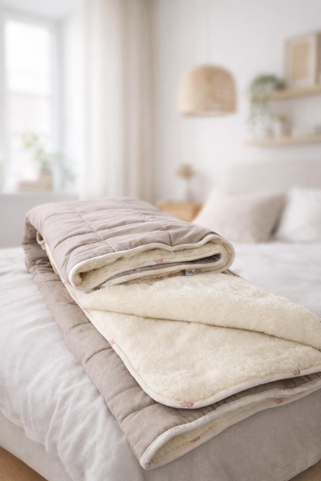 Merino Wool & Linen Blanket – Reversible, Breathable & All-Season Comfort