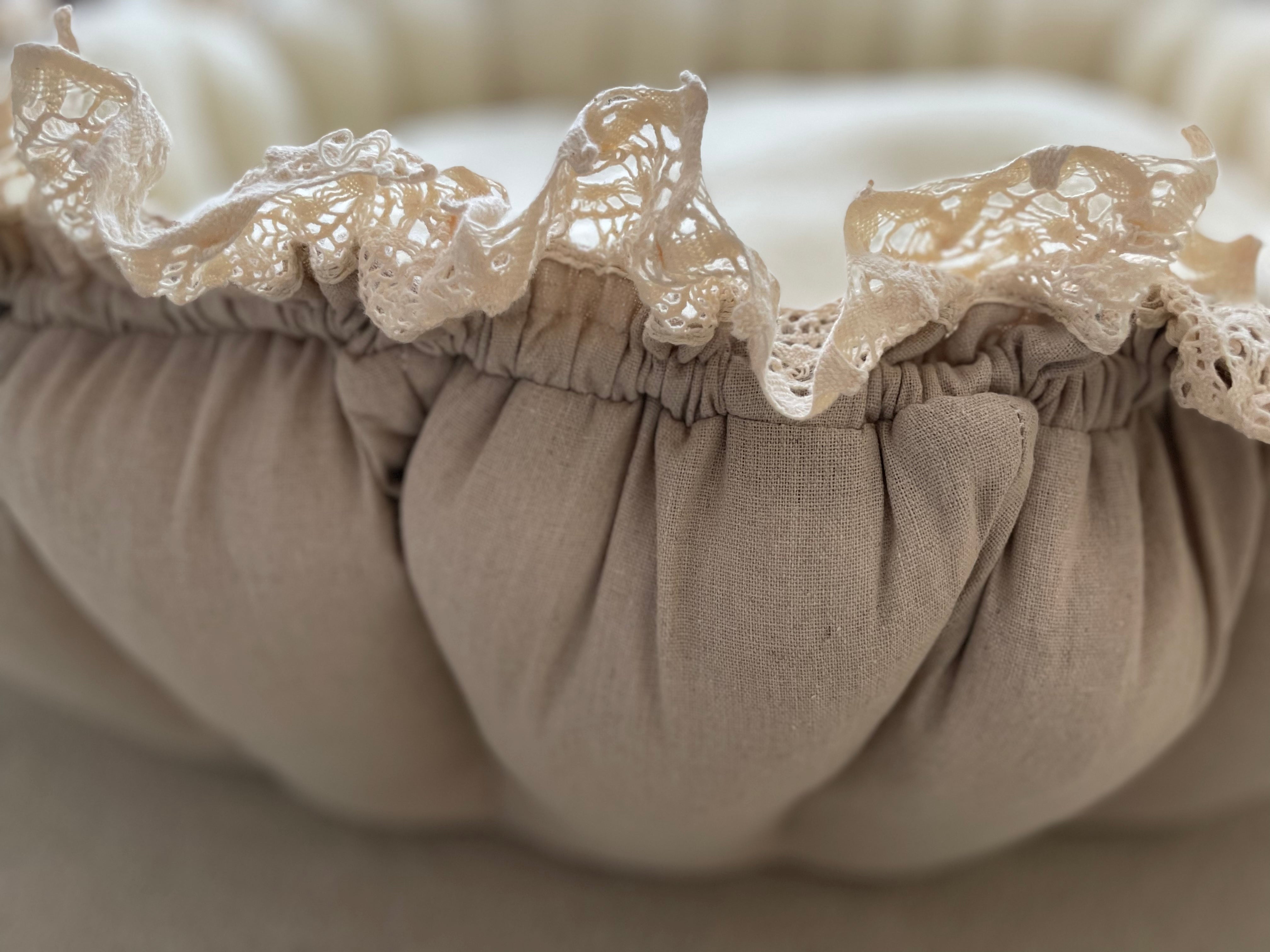Luxury Handmade Baby Cocoon – 3-in-1 Baby Nest, Linen & Wool, Designer Baby Lounger