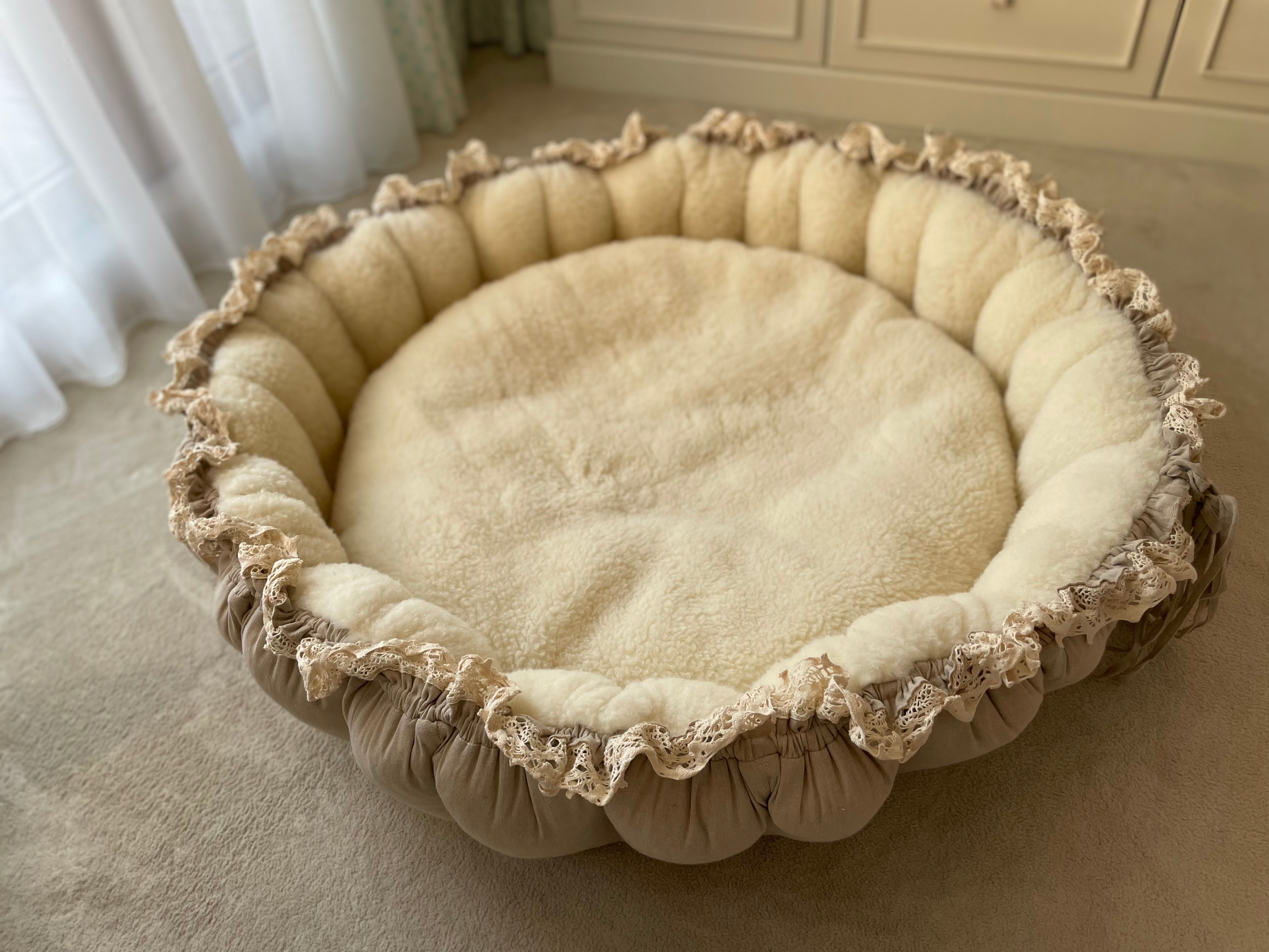 Luxury Handmade Baby Cocoon – 3-in-1 Baby Nest, Linen & Wool, Designer Baby Lounger