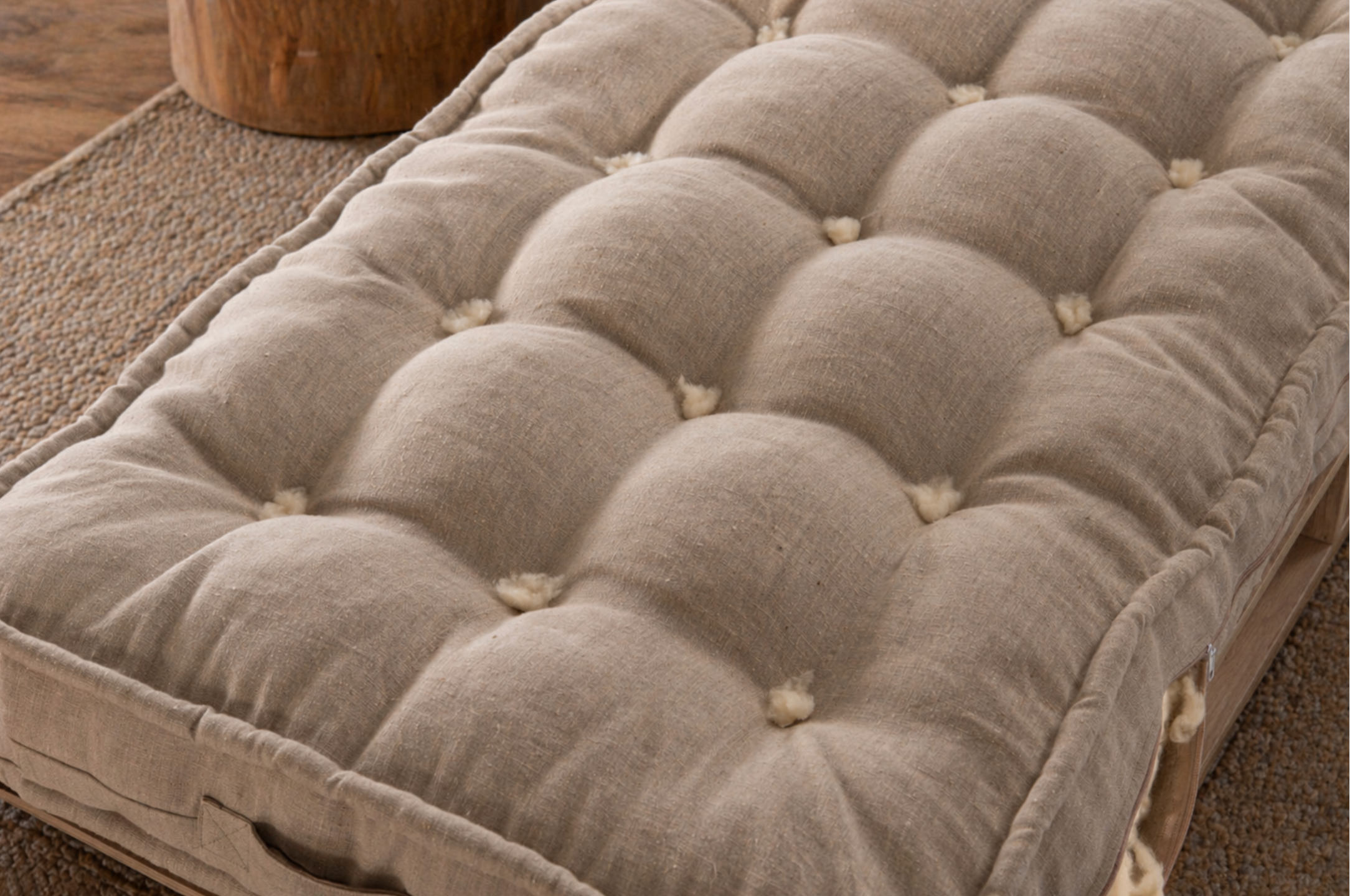Handmade Wool Mattress with Organic Linen Cover – Natural Floor Bed, Non-Toxic, Hypoallergenic