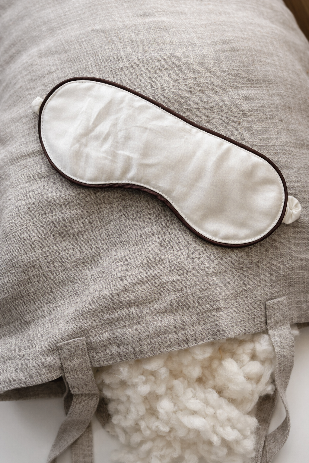 Handmade Satin Sleep Mask – Natural Wool Filled Eye Mask for Deep Sleep & Light Blocking